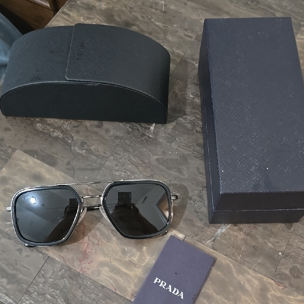 Prada Black Aviator Sunglasses with Hard Case